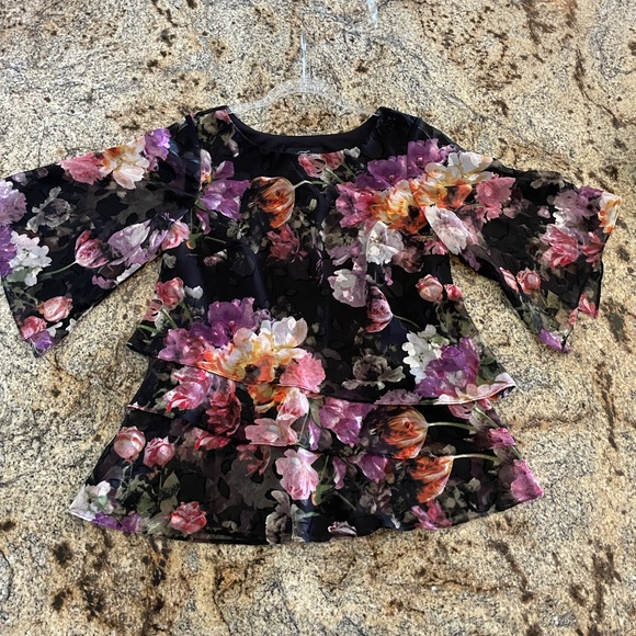 Alex Evenings Tops - Alex Evenings stunning dressy evening blouse.  Floral print, burnout, tiered